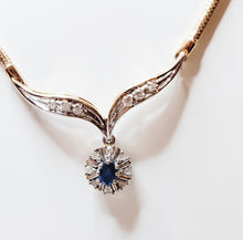 Lataa kuva Galleria-katseluun, Kultainen kaulakoru sinisafiiri/timantiti 45cm
