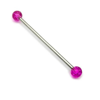 Purple Glitter Barbell, Industrial, Tappi - Akryyli ja kirurginteräs 316L